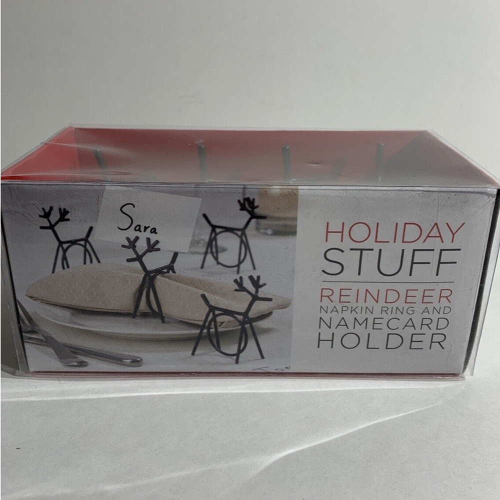 Reindeer Napkin Ring and Namecard Holder - Black